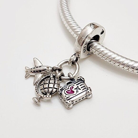 Pandora Globe, Suitcase Dangle Charm - Picture 3 of 4